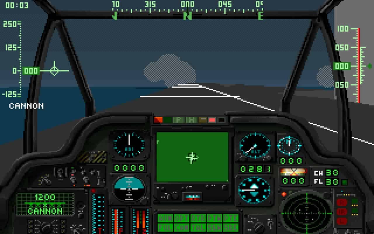 Gameplay screen of Gunship 2000 (7/8)
