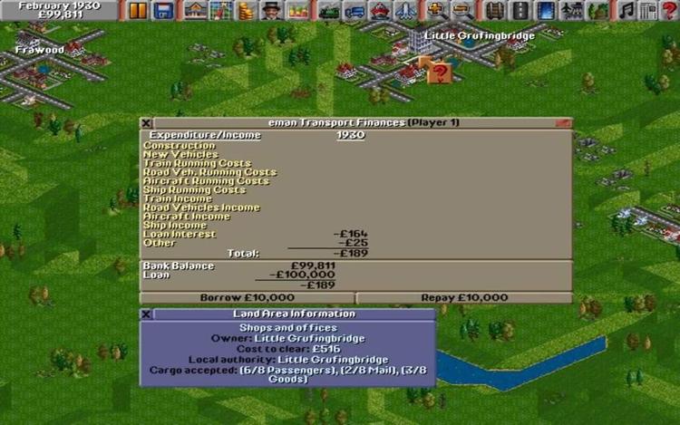 Gameplay screen of Transport Tycoon (6/8)