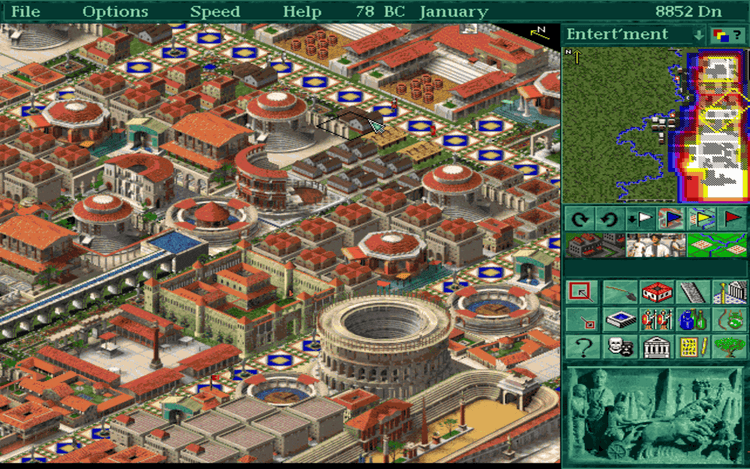 Gameplay screen of Caesar II (1/8)