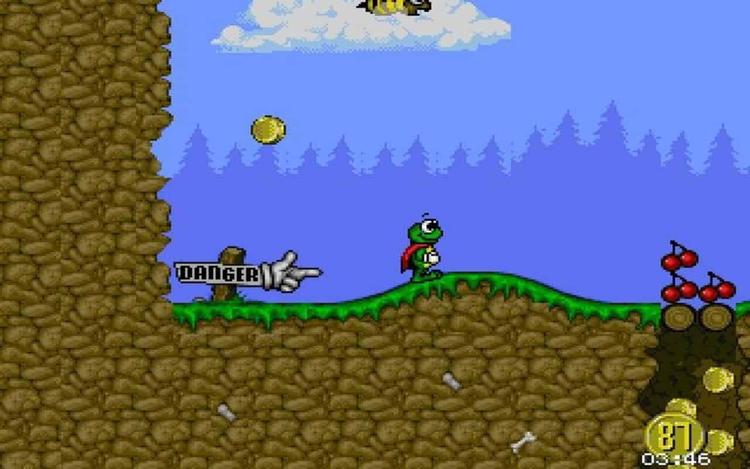 Gameplay screen of Superfrog (6/8)