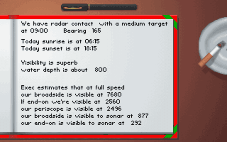 Gameplay screen of Silent Service II (5/8)