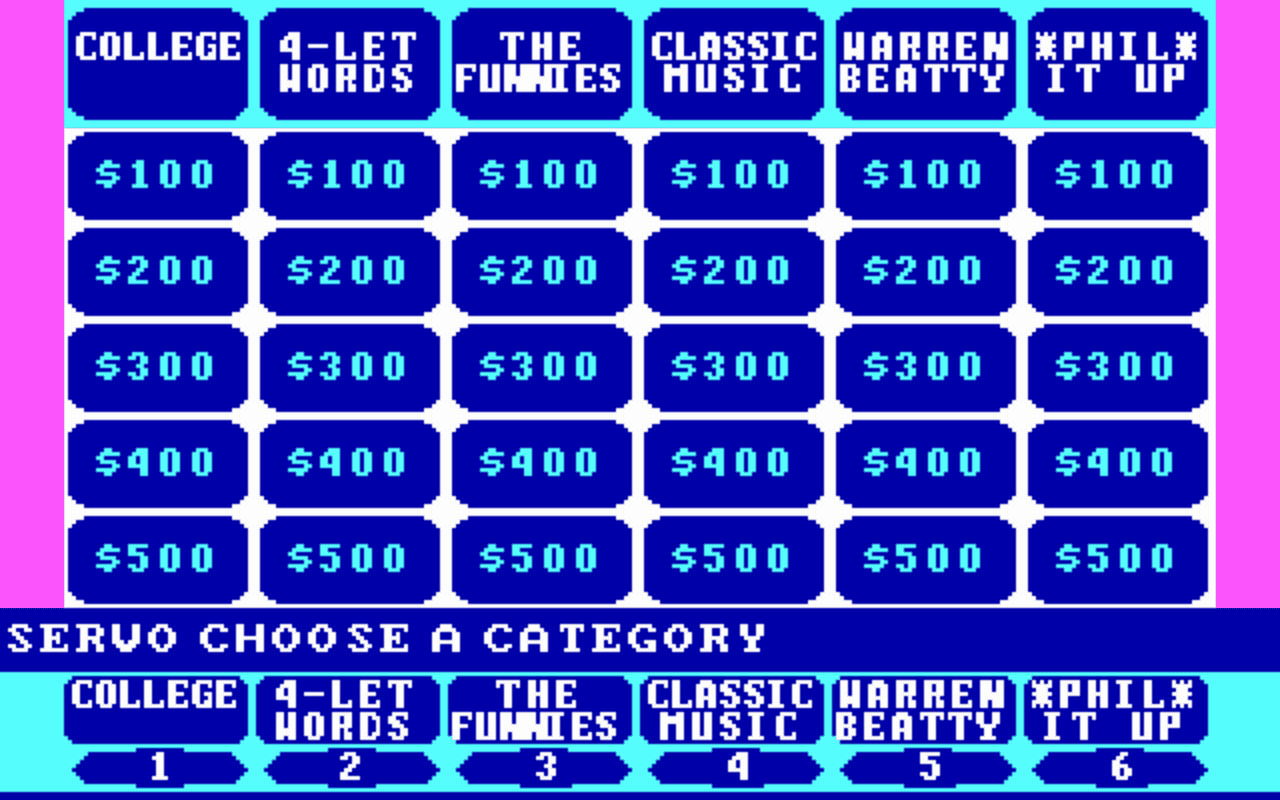 Gameplay screen of Jeopardy! (3/4)