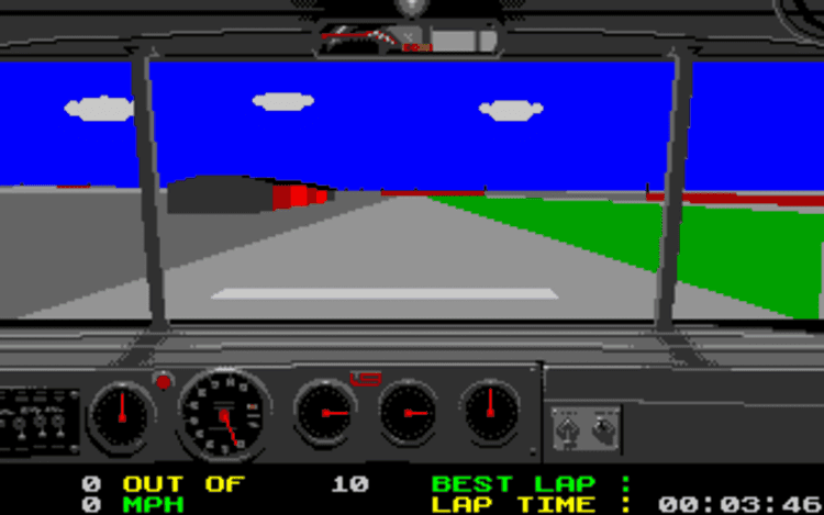 Gameplay screen of Days of Thunder (1/8)