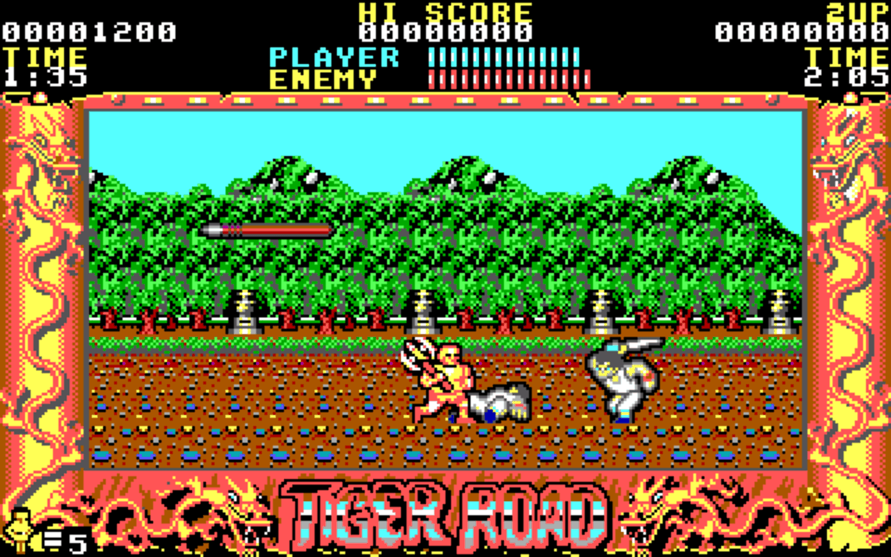 Gameplay screen of Tiger Road (1/4)