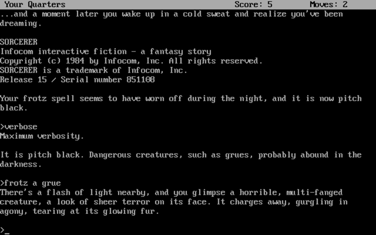 Gameplay screen of Sorcerer (1/4)