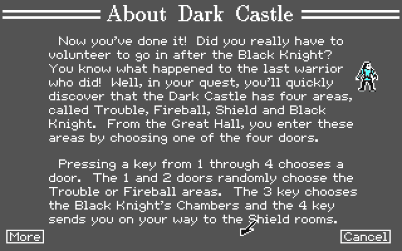 Gameplay screen of Dark Castle (1/8)