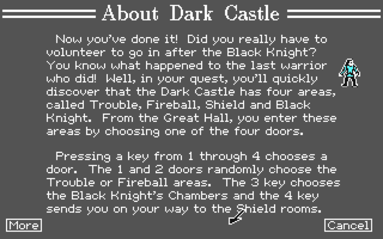 Gameplay screen of Dark Castle (1/8)