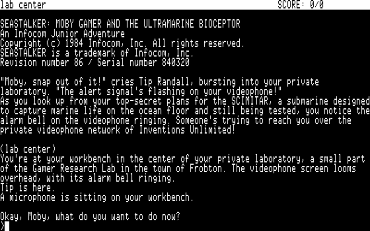 Gameplay screen of Seastalker (1/4)