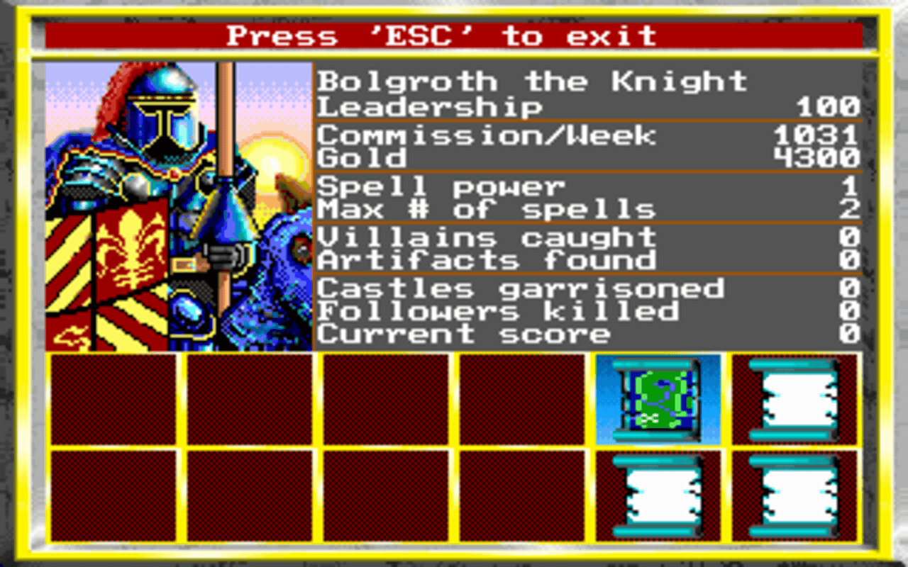 Gameplay screen of King's Bounty (3/8)