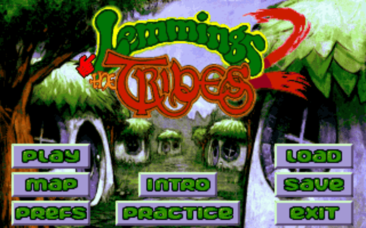 Gameplay screen of Lemmings 2: The Tribes (1/8)