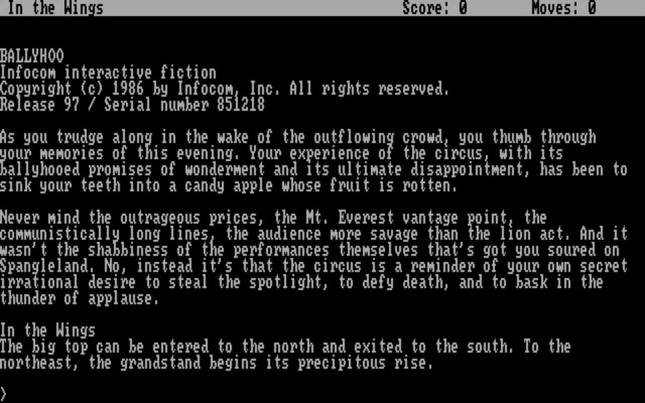 Gameplay screen of Ballyhoo (4/4)