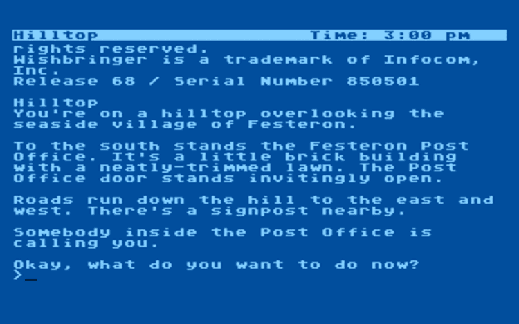 Gameplay screen of Wishbringer (2/4)