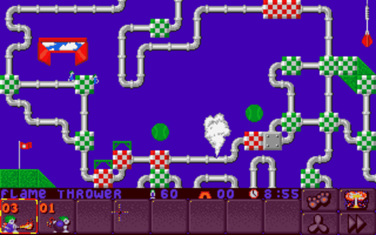 Gameplay screen of Lemmings 2: The Tribes (4/8)