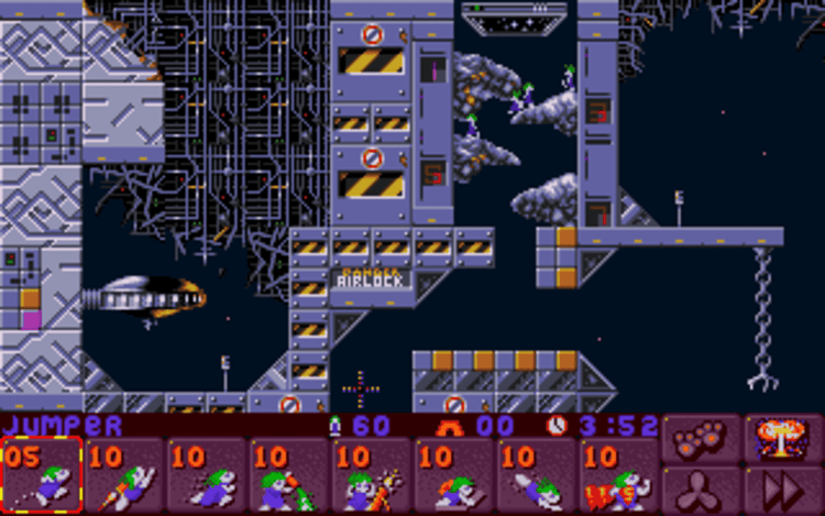 Gameplay screen of Lemmings 2: The Tribes (7/8)