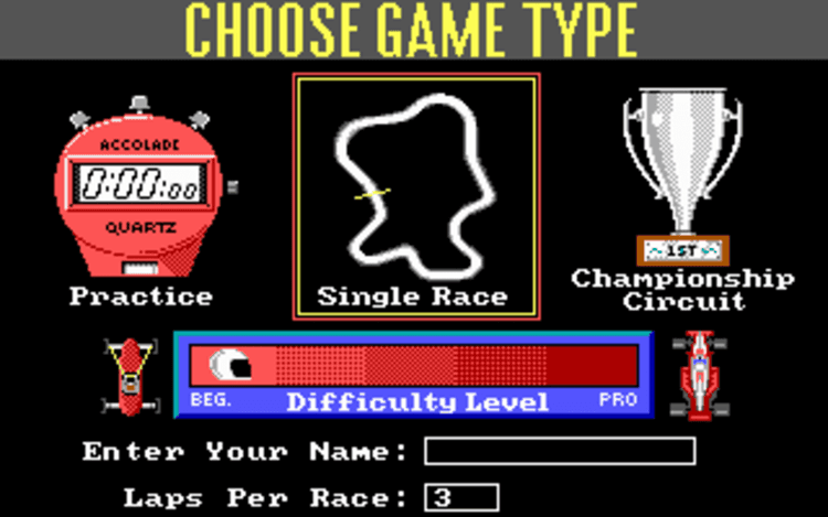 Gameplay screen of Grand Prix Circuit (6/8)