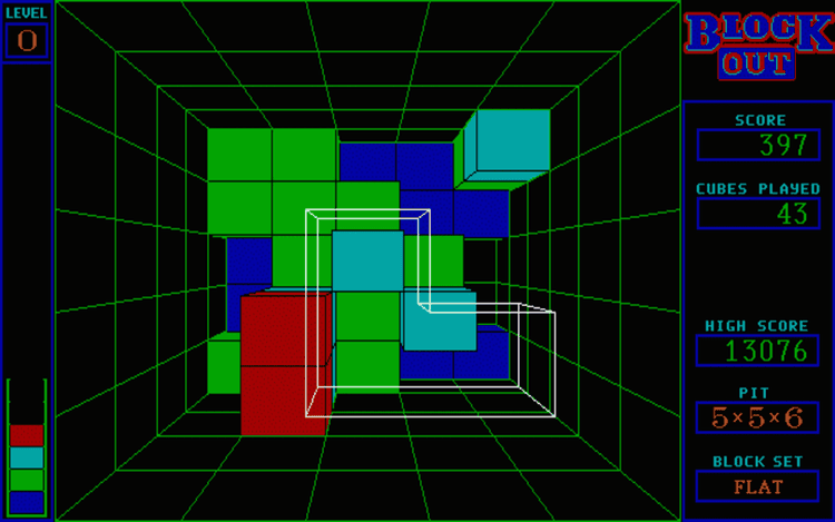 Gameplay screen of Blockout (1/8)