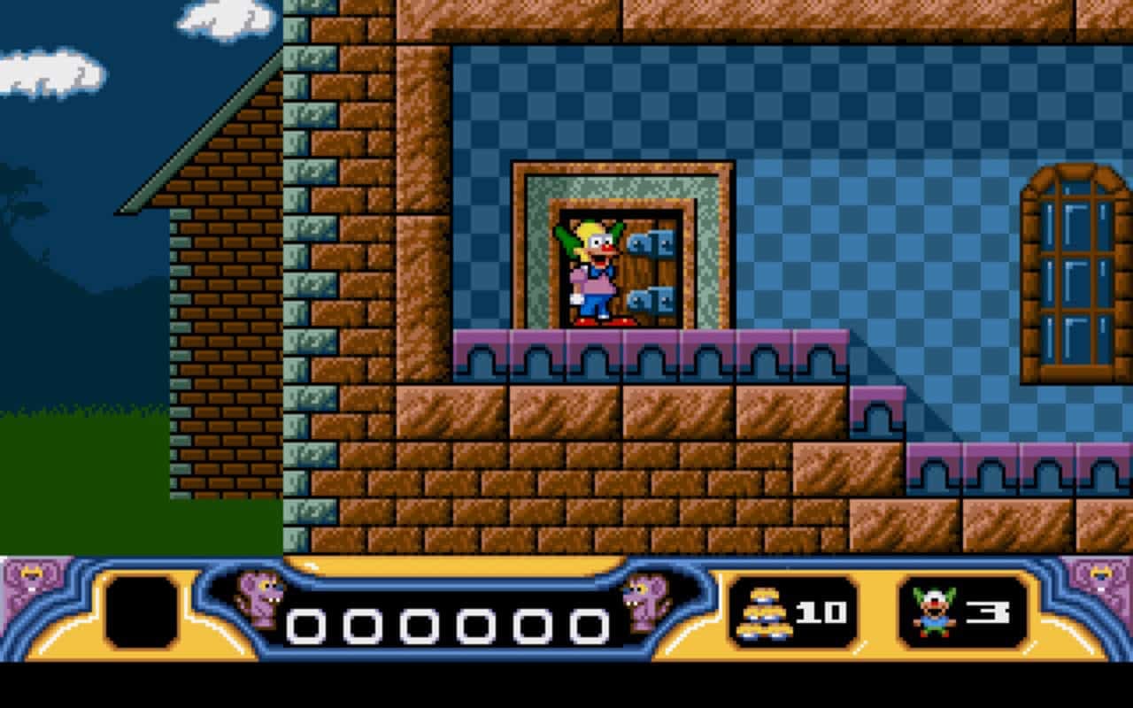 Gameplay screen of Krusty's Super Fun House (2/8)