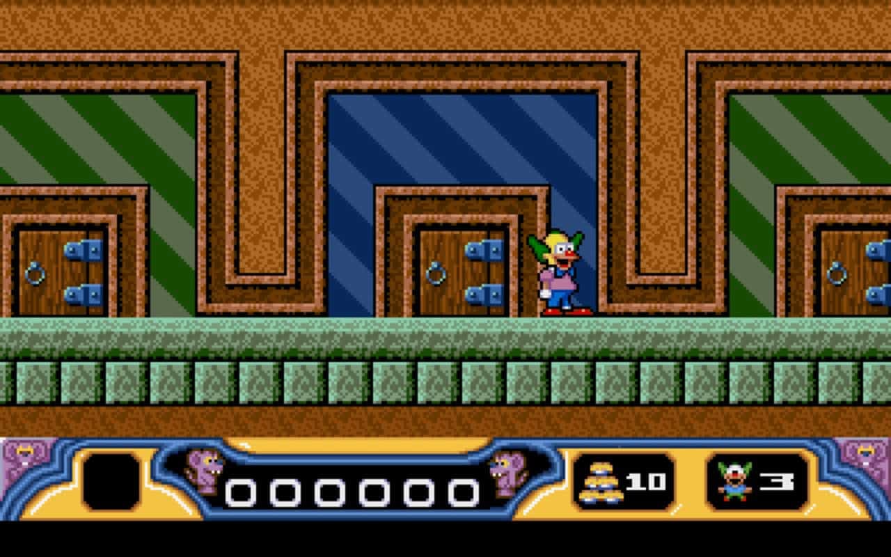 Gameplay screen of Krusty's Super Fun House (3/8)