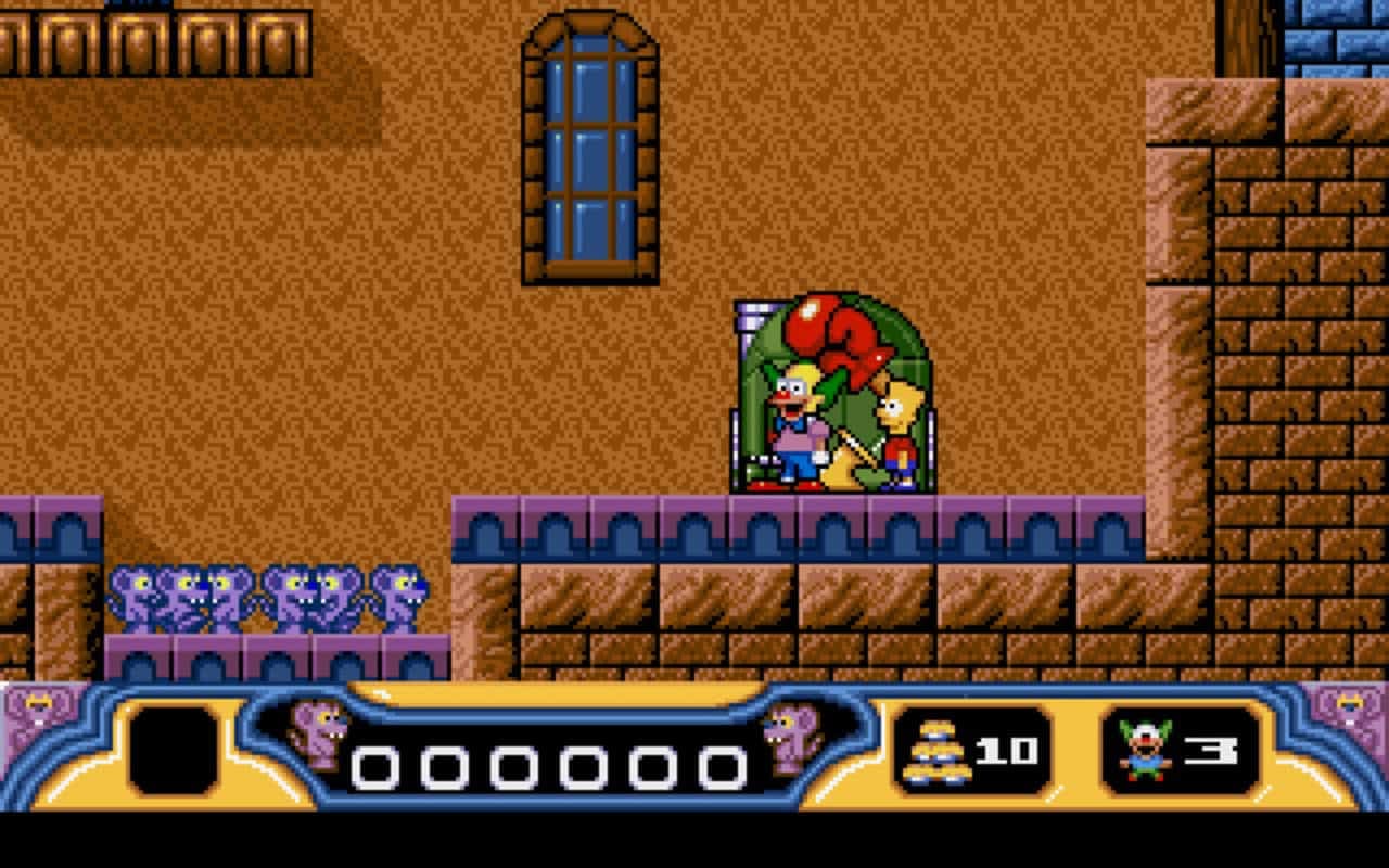 Gameplay screen of Krusty's Super Fun House (6/8)