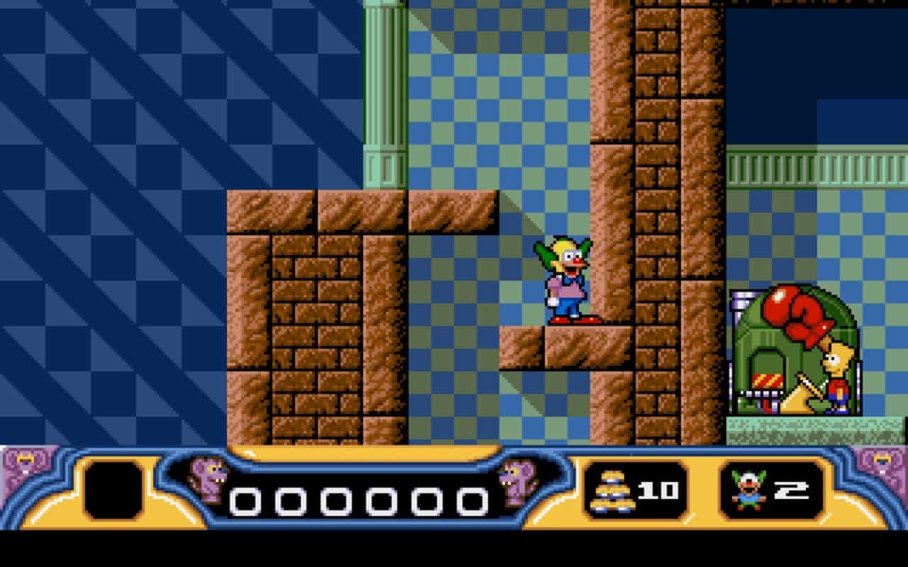 Gameplay screen of Krusty's Super Fun House (5/8)