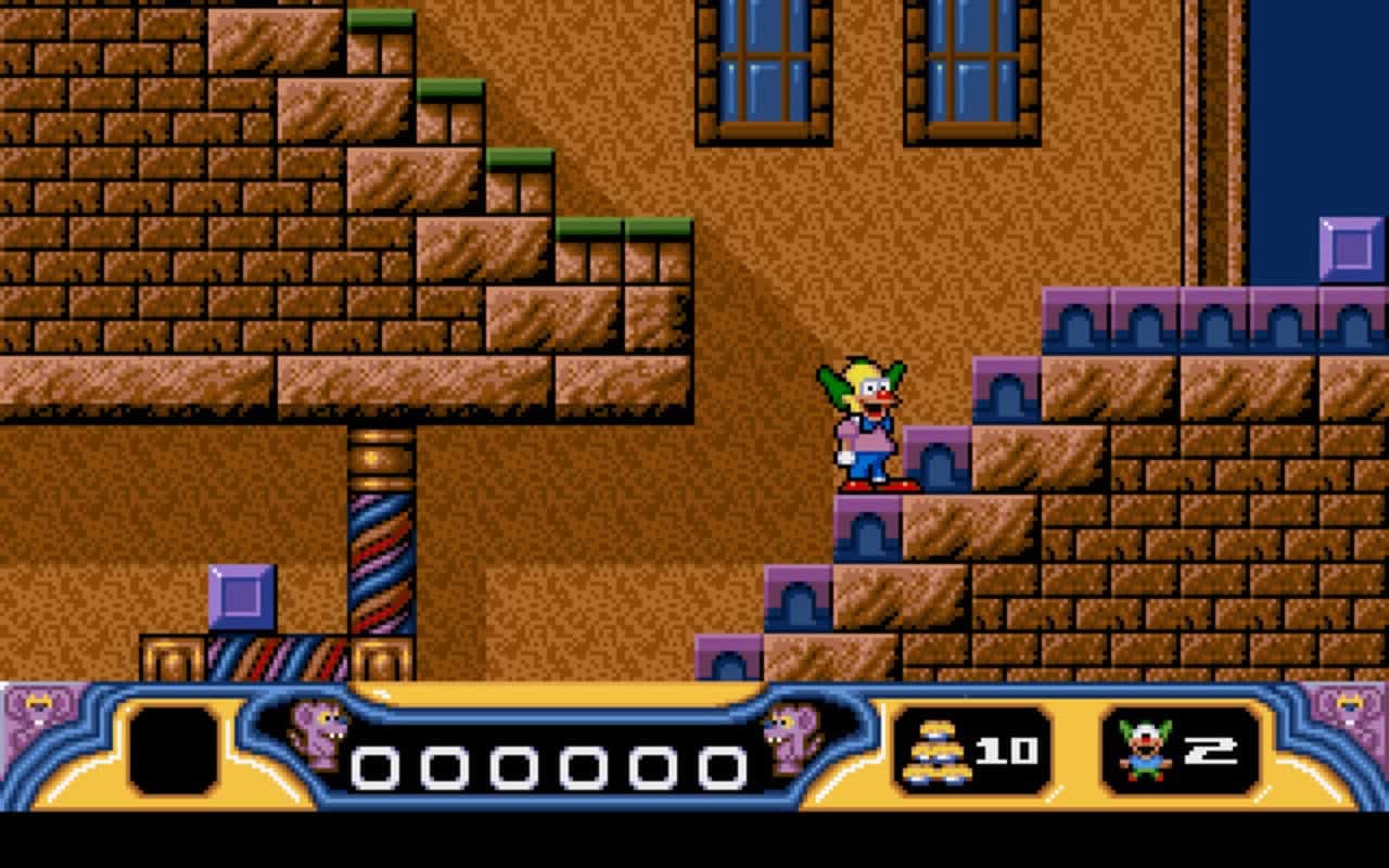 Gameplay screen of Krusty's Super Fun House (4/8)