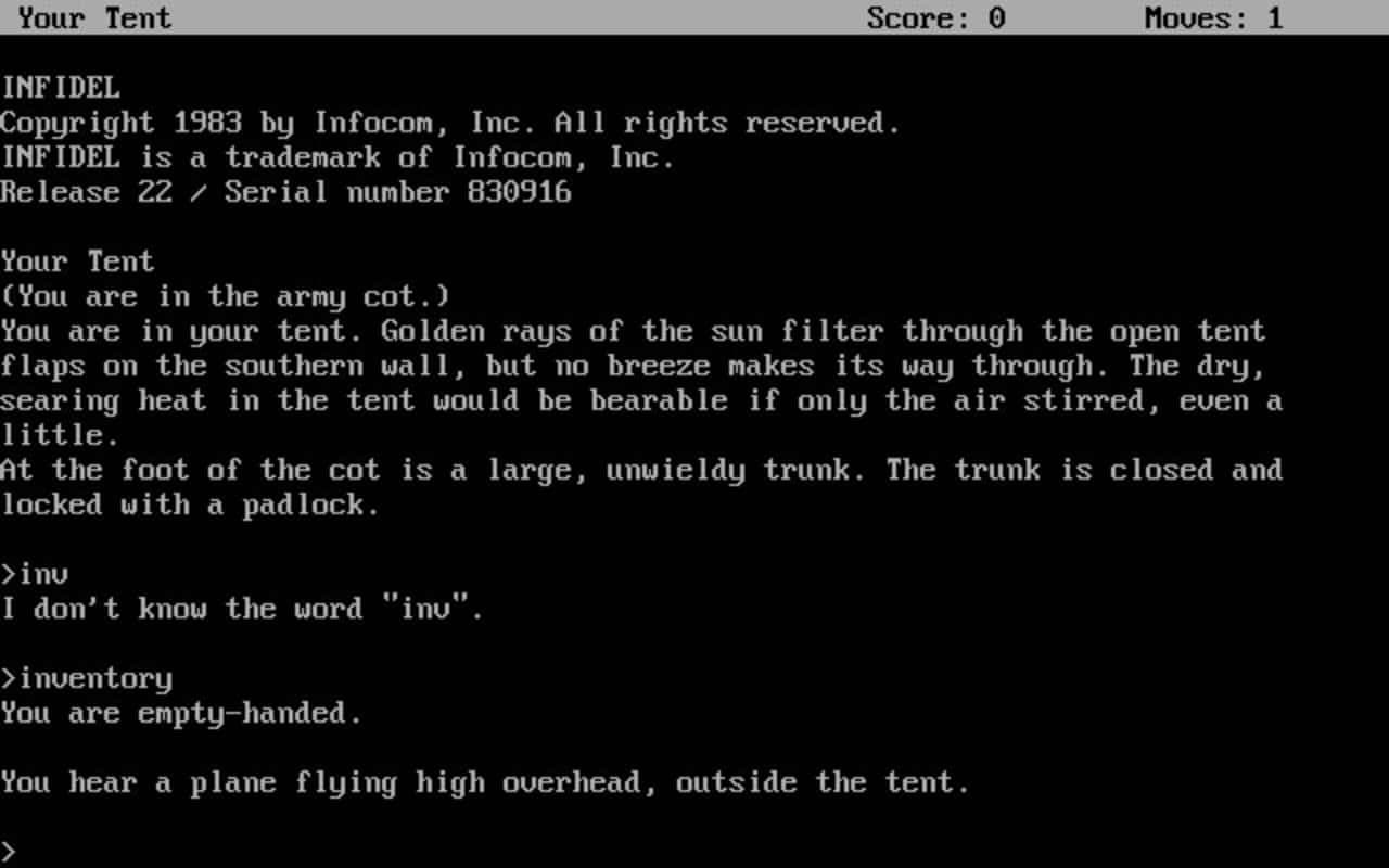 Gameplay screen of Infidel (1/4)