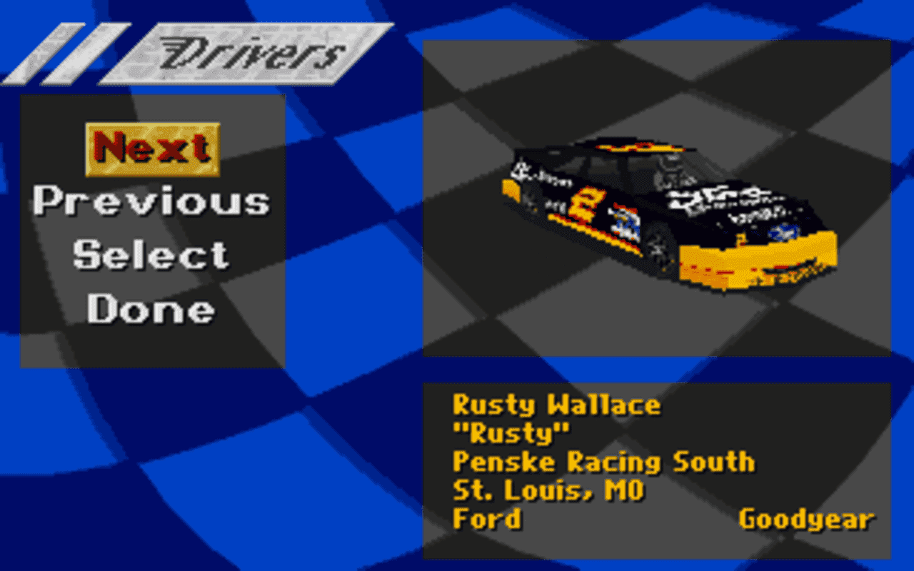 Gameplay screen of NASCAR Racing (2/8)