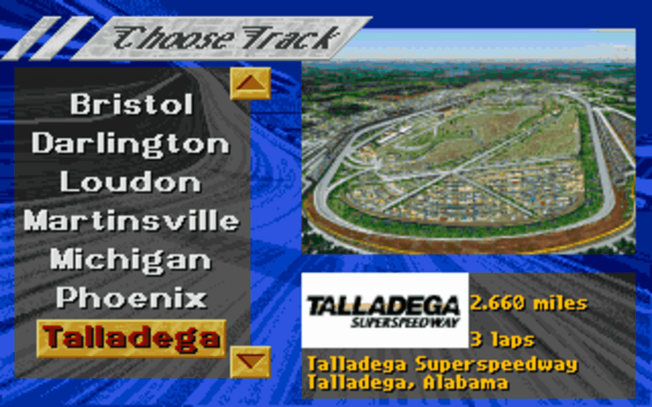 Gameplay screen of NASCAR Racing (4/8)