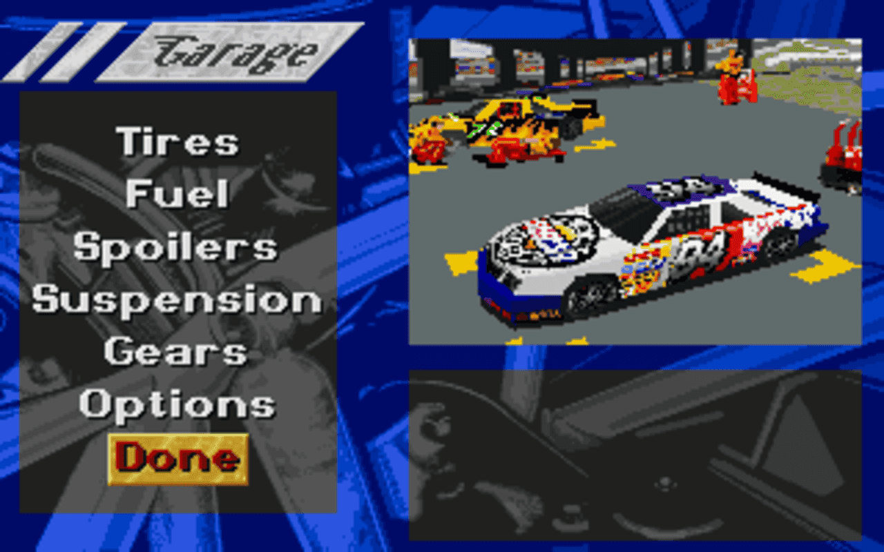 Gameplay screen of NASCAR Racing (1/8)