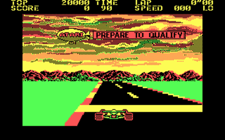 Gameplay screen of Pole Position (1/4)