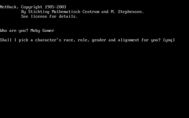 Gameplay screen of NetHack (1/8)