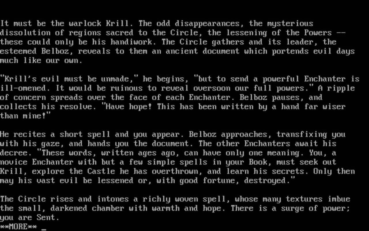 Gameplay screen of Enchanter (1/4)