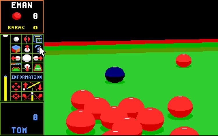 Gameplay screen of Jimmy White's 'Whirlwind' Snooker (6/8)