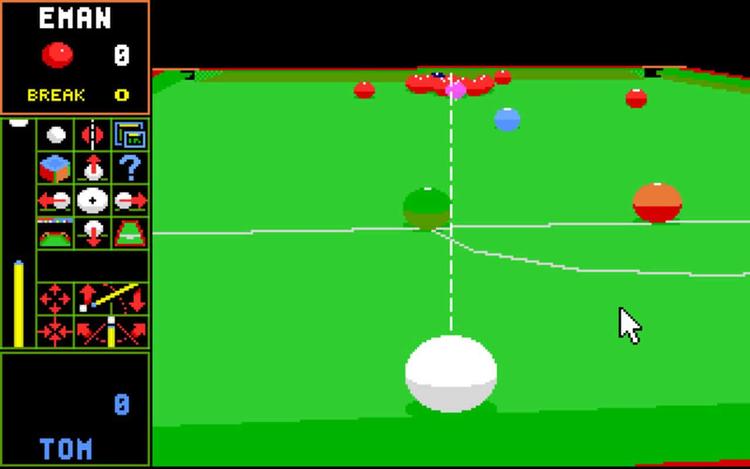 Gameplay screen of Jimmy White's 'Whirlwind' Snooker (7/8)