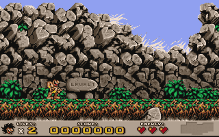 Gameplay screen of Prehistorik 2 (1/8)