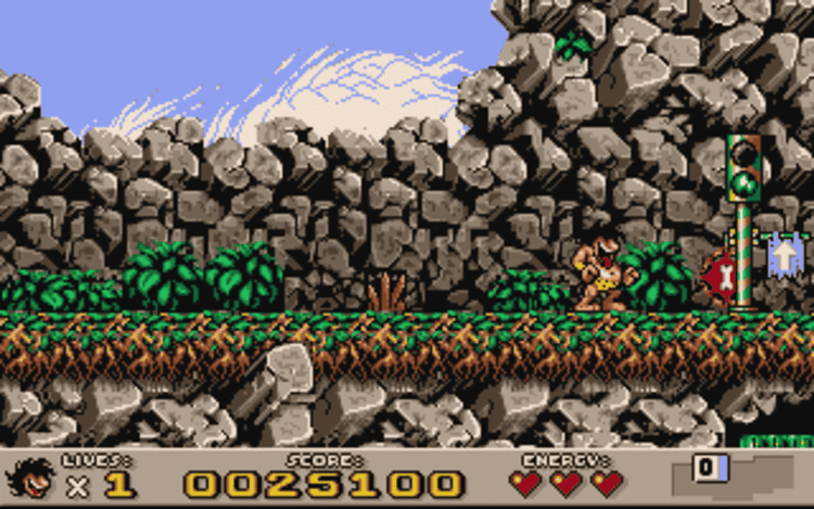 Gameplay screen of Prehistorik 2 (7/8)