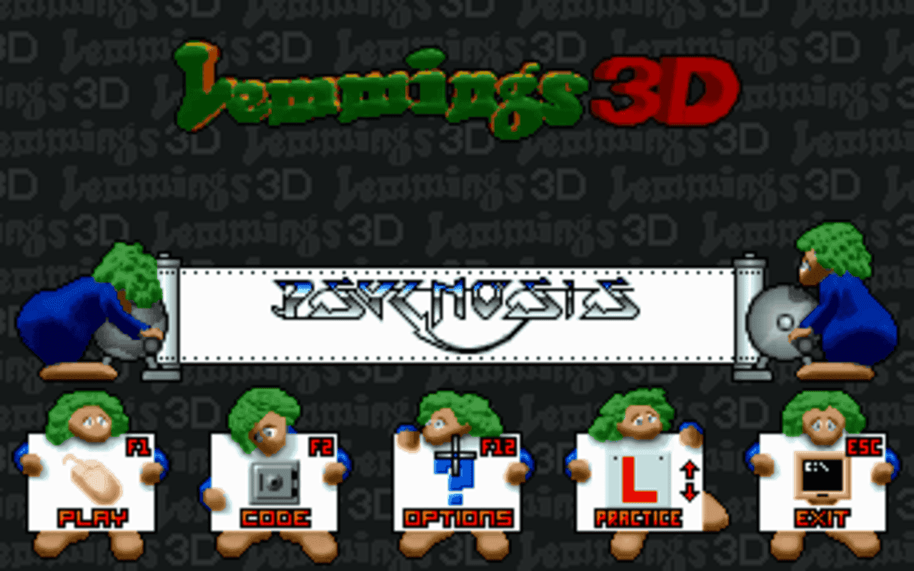 Gameplay screen of Lemmings 3D (1/8)