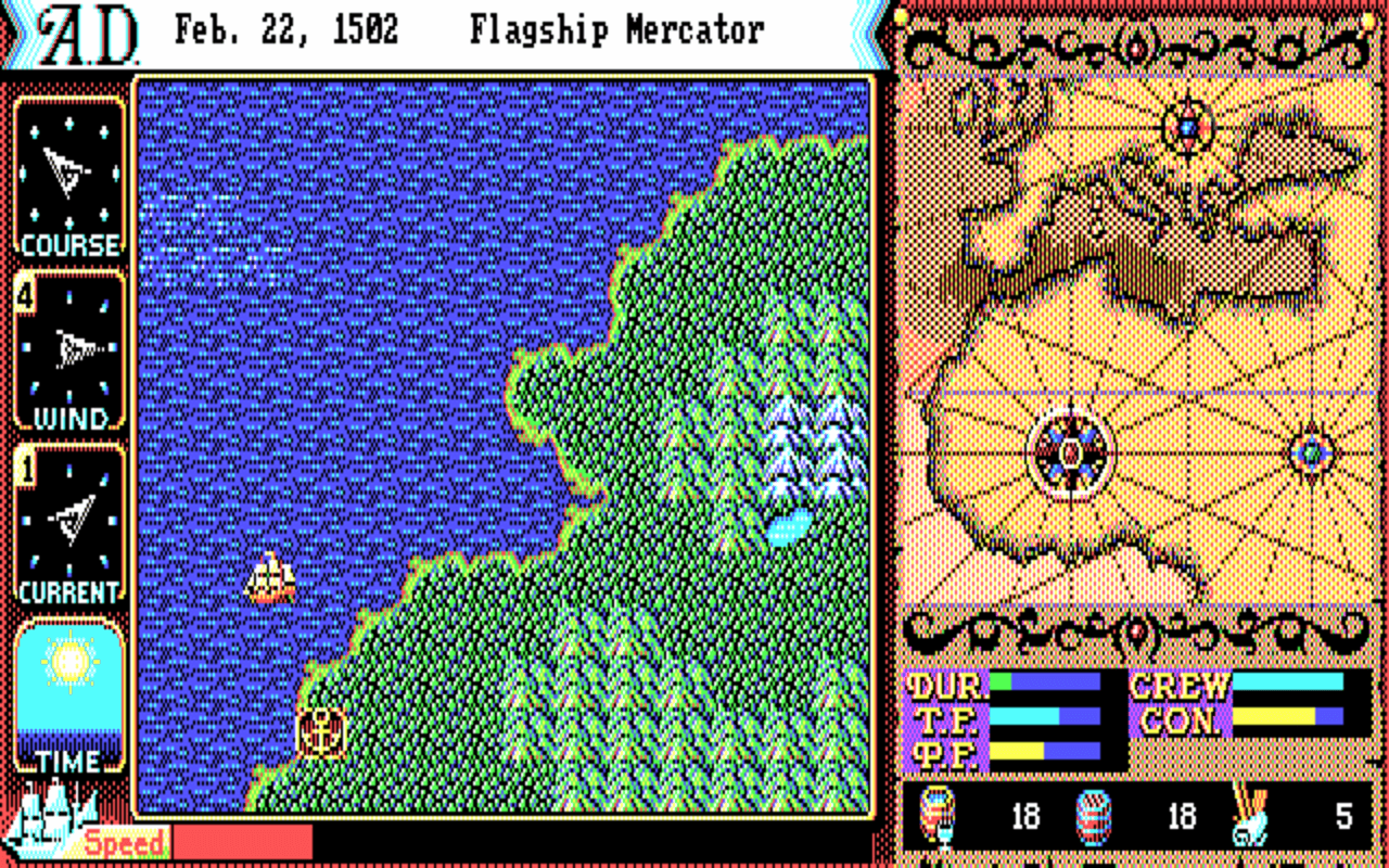 Gameplay screen of Uncharted Waters (3/8)