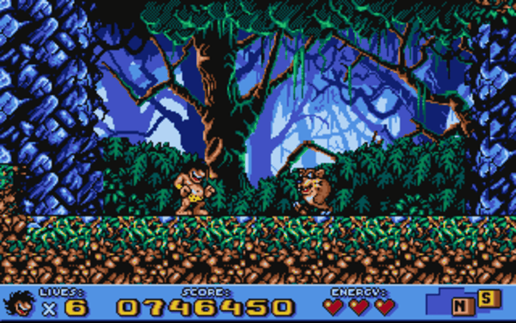 Gameplay screen of Prehistorik 2 (5/8)