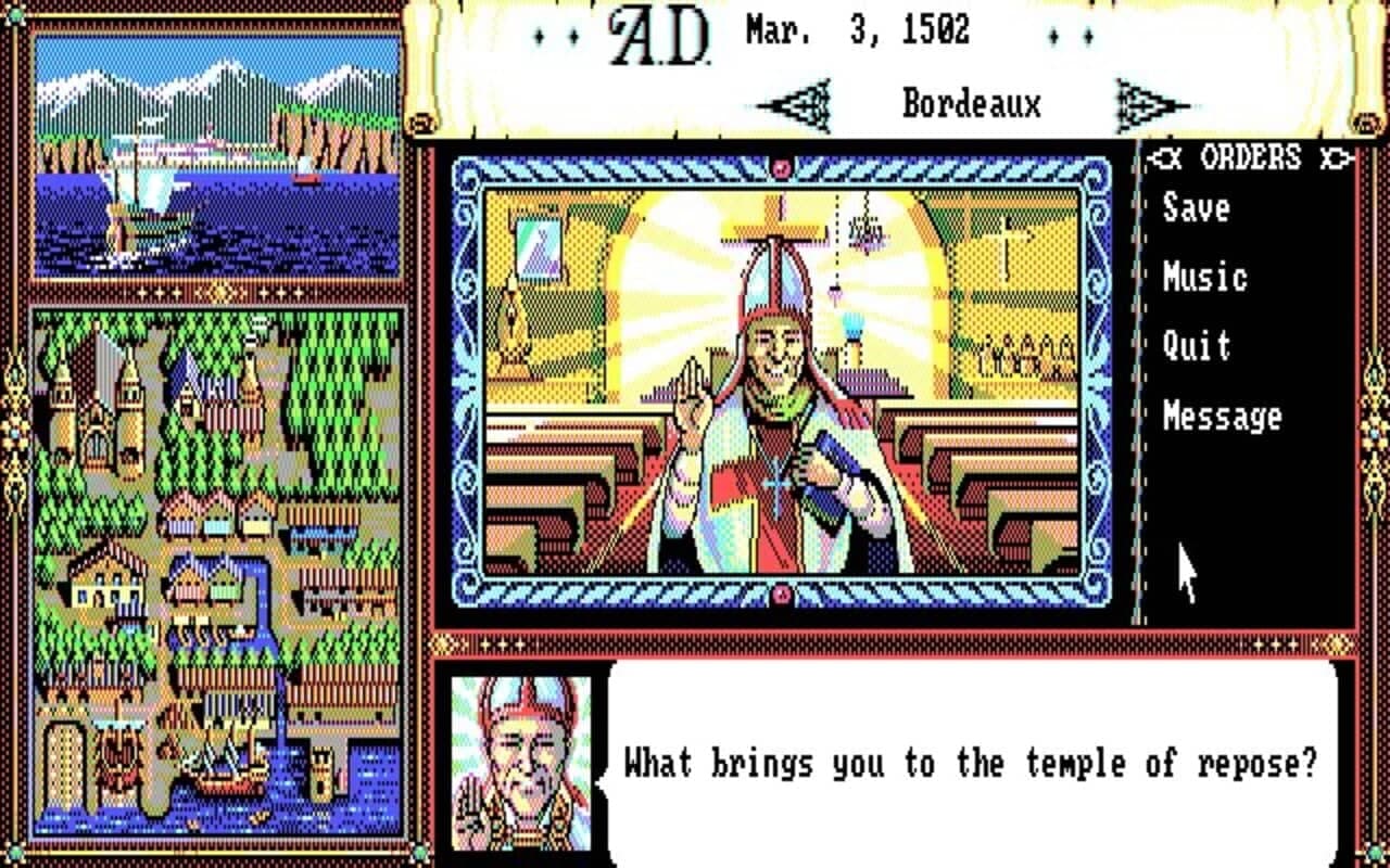 Gameplay screen of Uncharted Waters (5/8)