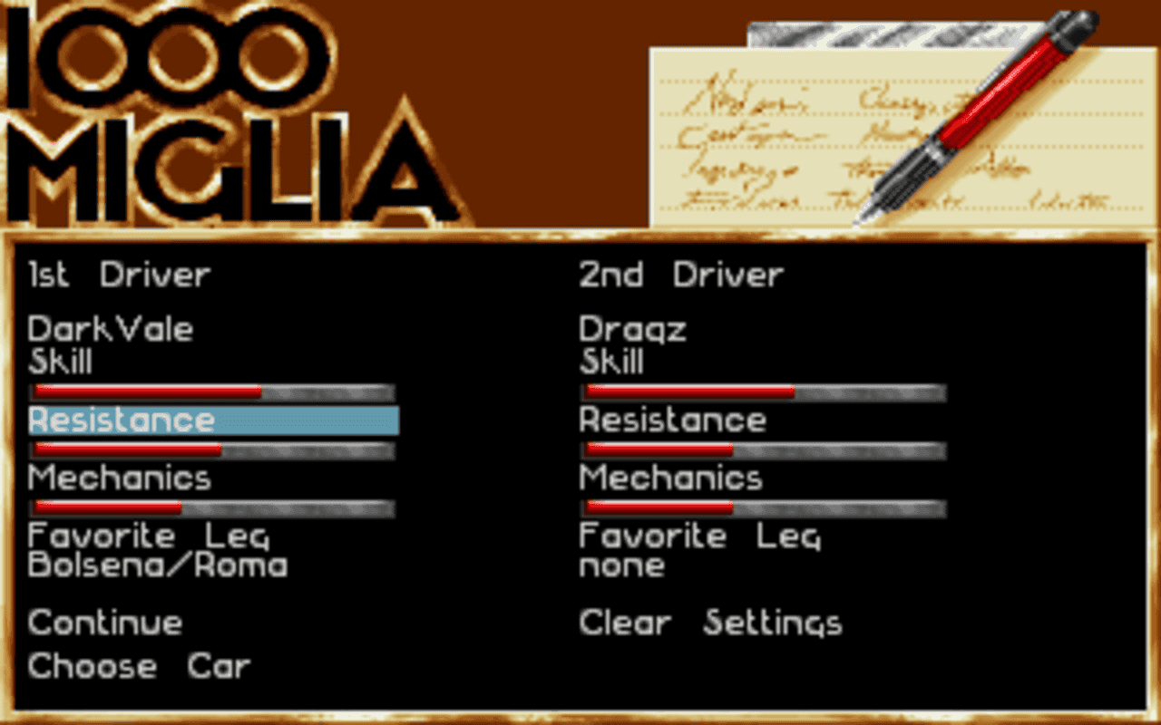 Gameplay screen of 1000 Miglia (2/8)