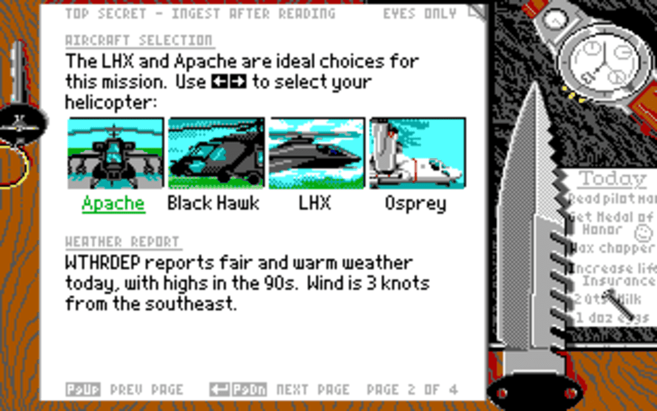 Gameplay screen of LHX: Attack Chopper (5/8)