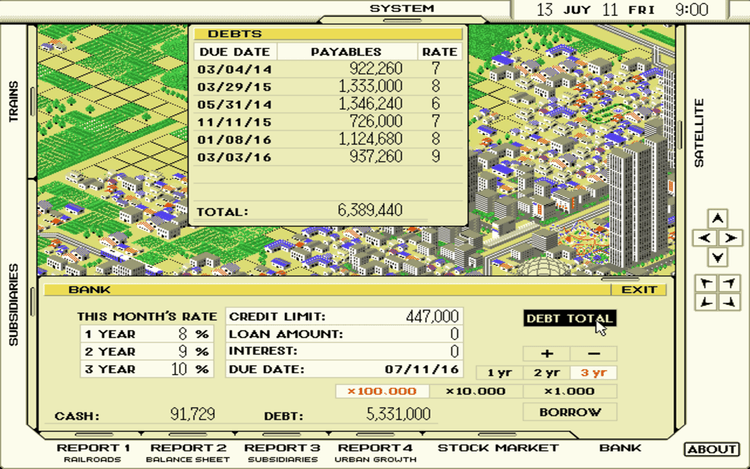 Gameplay screen of A-Train (7/8)