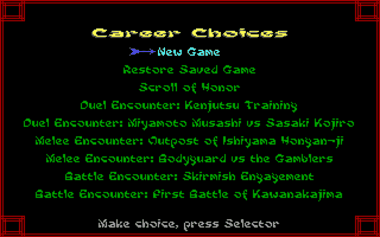 Gameplay screen of Sword of the Samurai (1/8)
