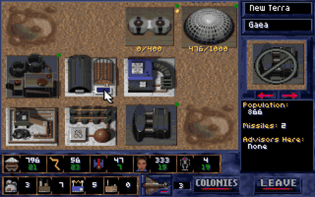 Gameplay screen of Alien Legacy (1/8)