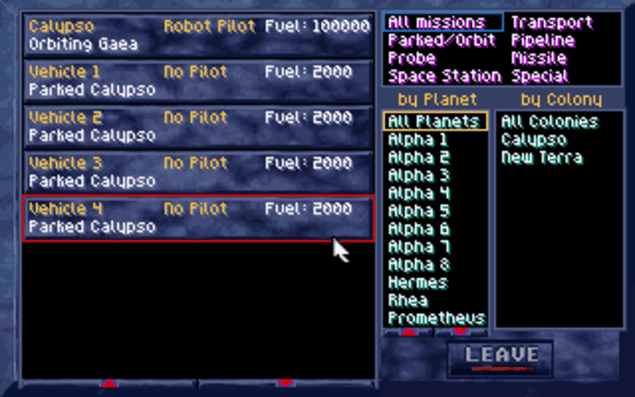 Gameplay screen of Alien Legacy (4/8)