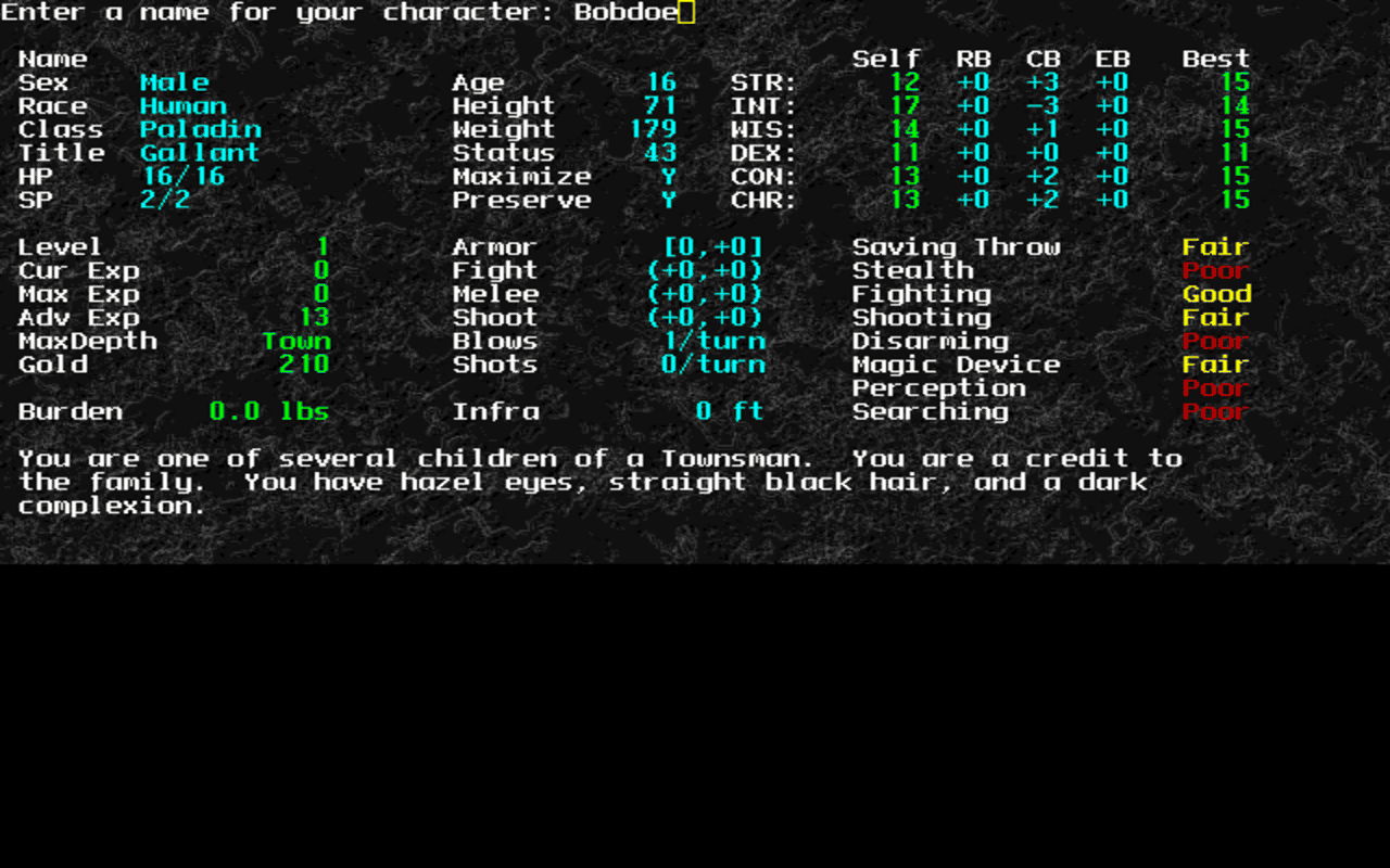 Gameplay screen of Angband (4/8)