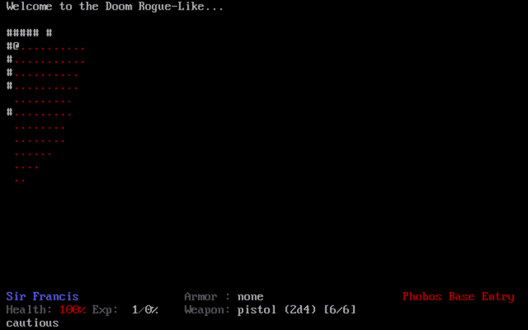 Gameplay screen of Doom, the Roguelike (7/8)