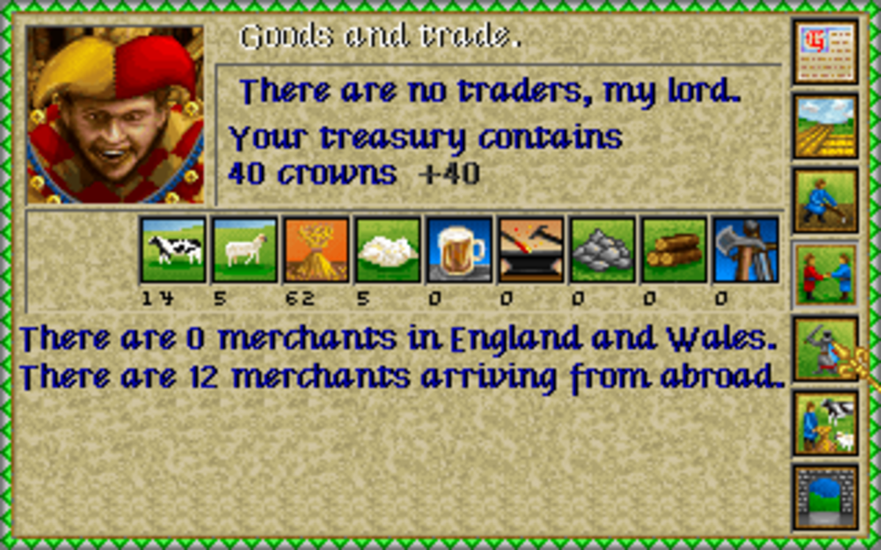 Gameplay screen of Lords of the Realm (1/8)