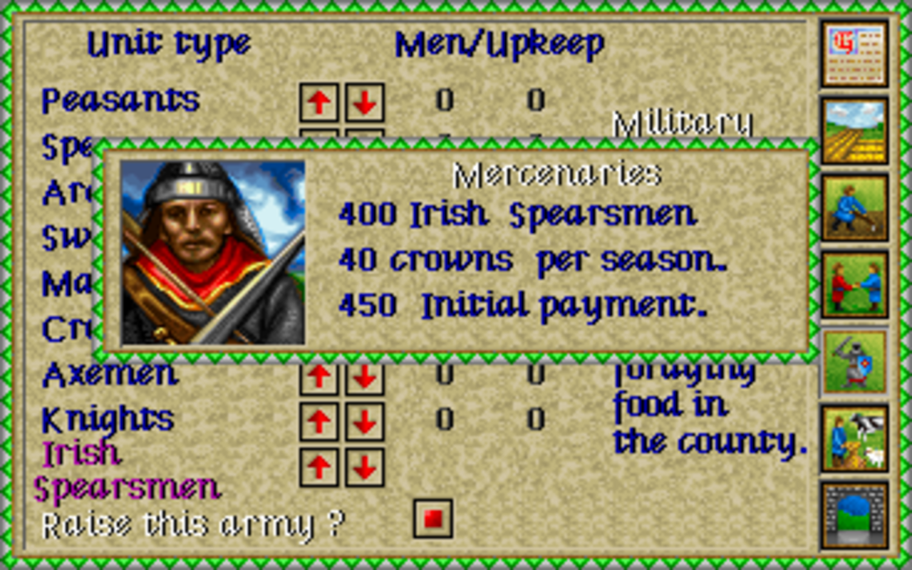 Gameplay screen of Lords of the Realm (2/8)